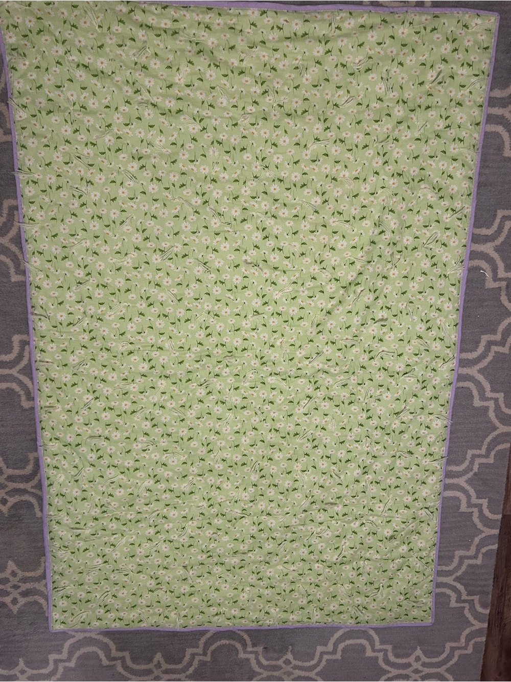 Handmade NWOT green floral throw quilt
